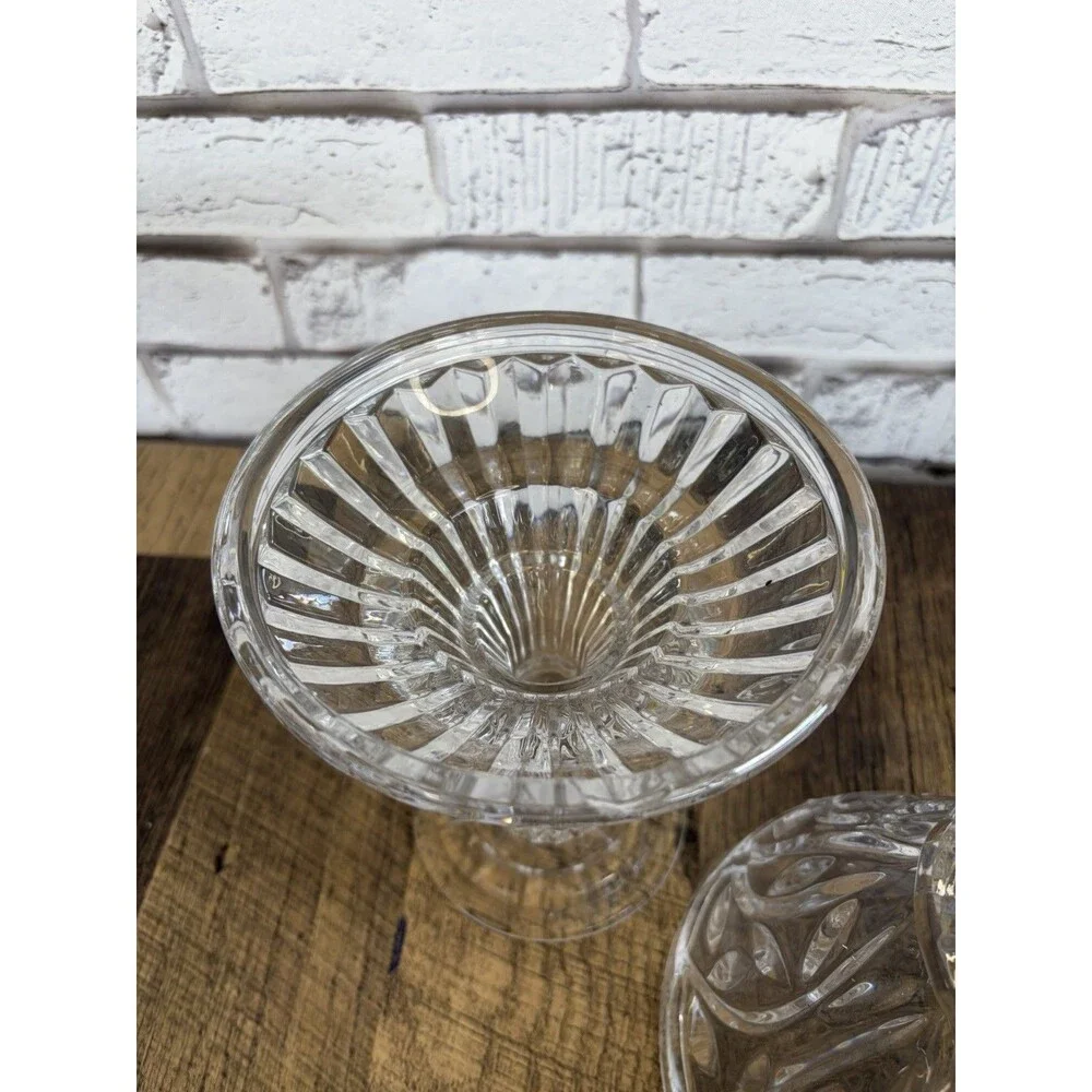 Fifth Avenue Crystal Portico Fairy Lamp Clear Glass Candle Holder 9” Tall